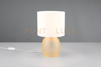 VELA LAMPADA DA TAVOLO BASE VETRO AMBRA CON PARALUME BIANCO H. 29CM 1 LUCE ATTACCO E14