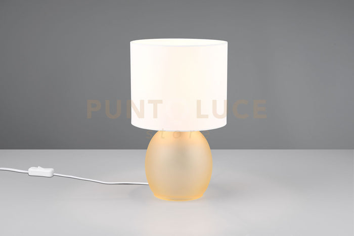 VELA LAMPADA DA TAVOLO BASE VETRO AMBRA CON PARALUME BIANCO H. 29CM 1 LUCE ATTACCO E14