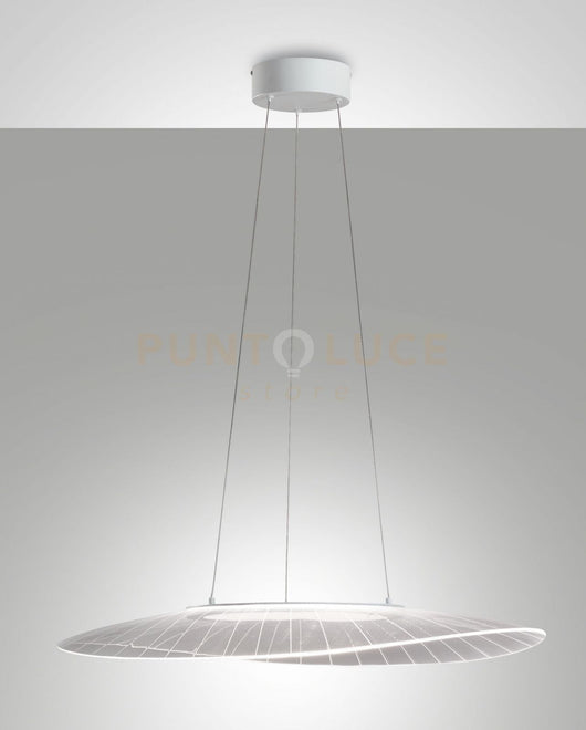 VELA SOSPENSIONE BIANCA L.78X55CM. A LED 3000K - 40W - 5400 lm DIMMERABILE SMART C/ACC