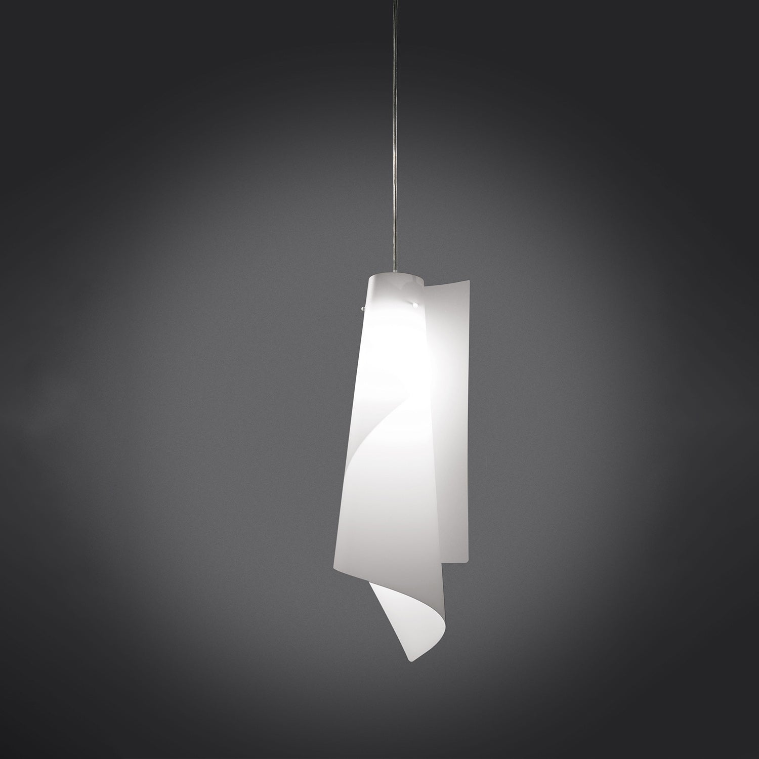 Sospensione Moderna Vela Polilux ® Bianco E Metallo Cromo 1 Luce E27 H68Cm