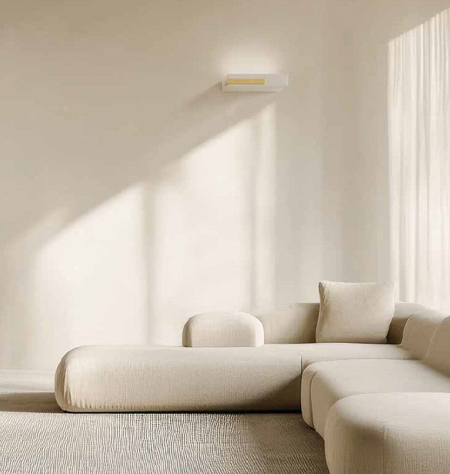 VELIA applique a parete 2 luci attacco GX53 ottone 24,2cm h.5cm  in gesso e alluminio