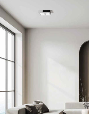 VELIA lampada a soffitto 2 luci attacco GX53 Nera in gesso e alluminio 21,8x5,5cm