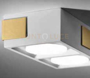 VELIA lampada a soffitto 2 luci attacco GX53 ottone in gesso e alluminio 21,8x5,5cm