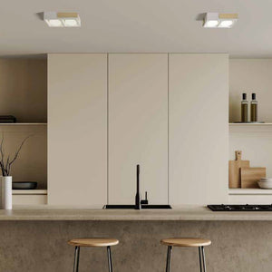 VELIA lampada a soffitto 2 luci attacco GX53 ottone in gesso e alluminio 21,8x5,5cm