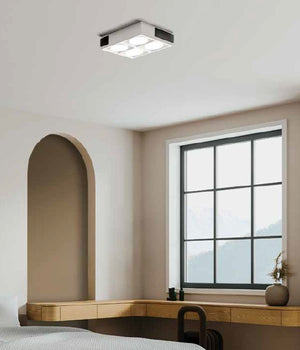 VELIA lampada a soffitto 4 luci attacco GX53 Nera 21,8cm h.5,5cm in gesso e alluminio