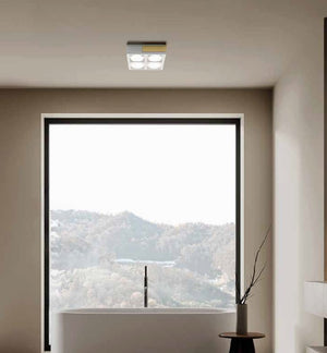 VELIA lampada a soffitto 4 luci attacco GX53 ottone 21,8cm h.5,5cm in gesso e alluminio