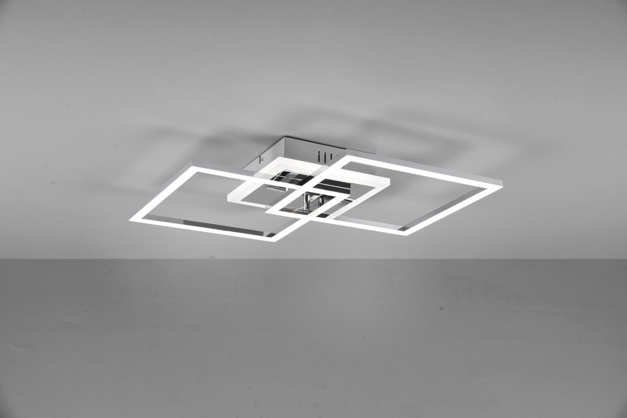 VENIDA PLAFONIERA LED 25W 3000lm, 4000K DOPPIO QUADRATO CROMATO CON LUCE CENTRALE DIMMERABILE CON INTERRUTTORE L.58CM
