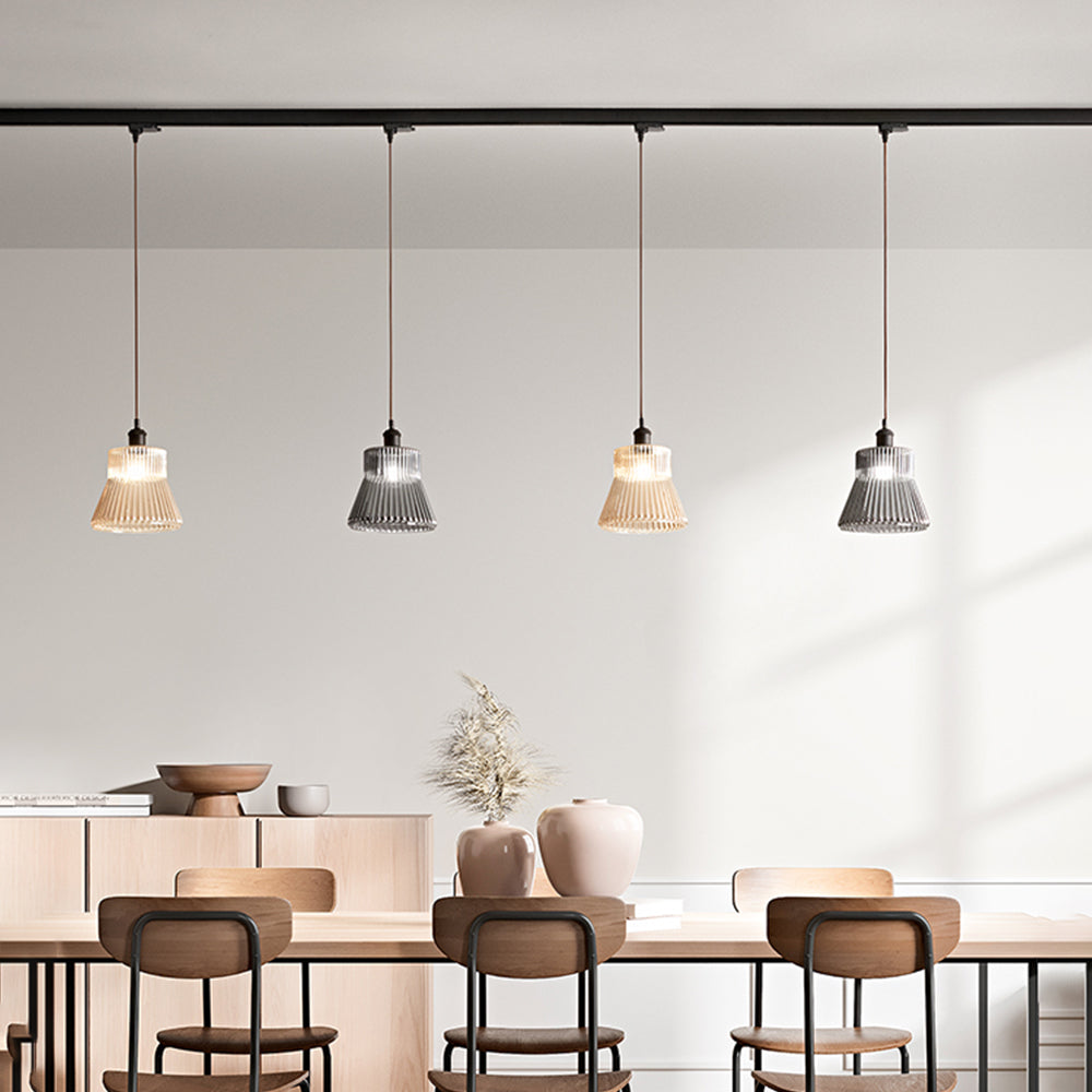 Vetro soffiato millerighe specchiato fumé attacco E27  per collezione Head d.19cm