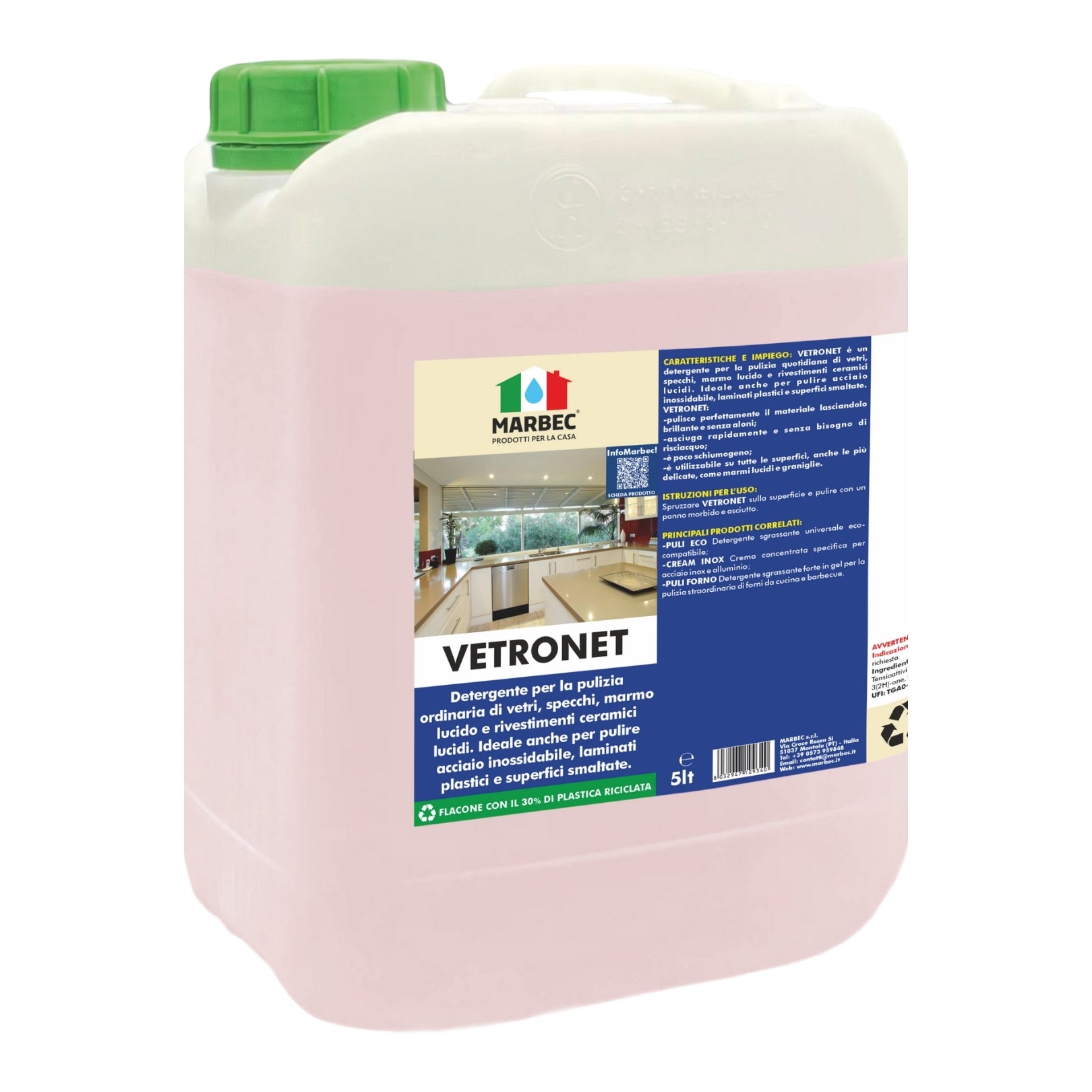 Come pulire i vetri e le superfici lucide VETRONET   5LT