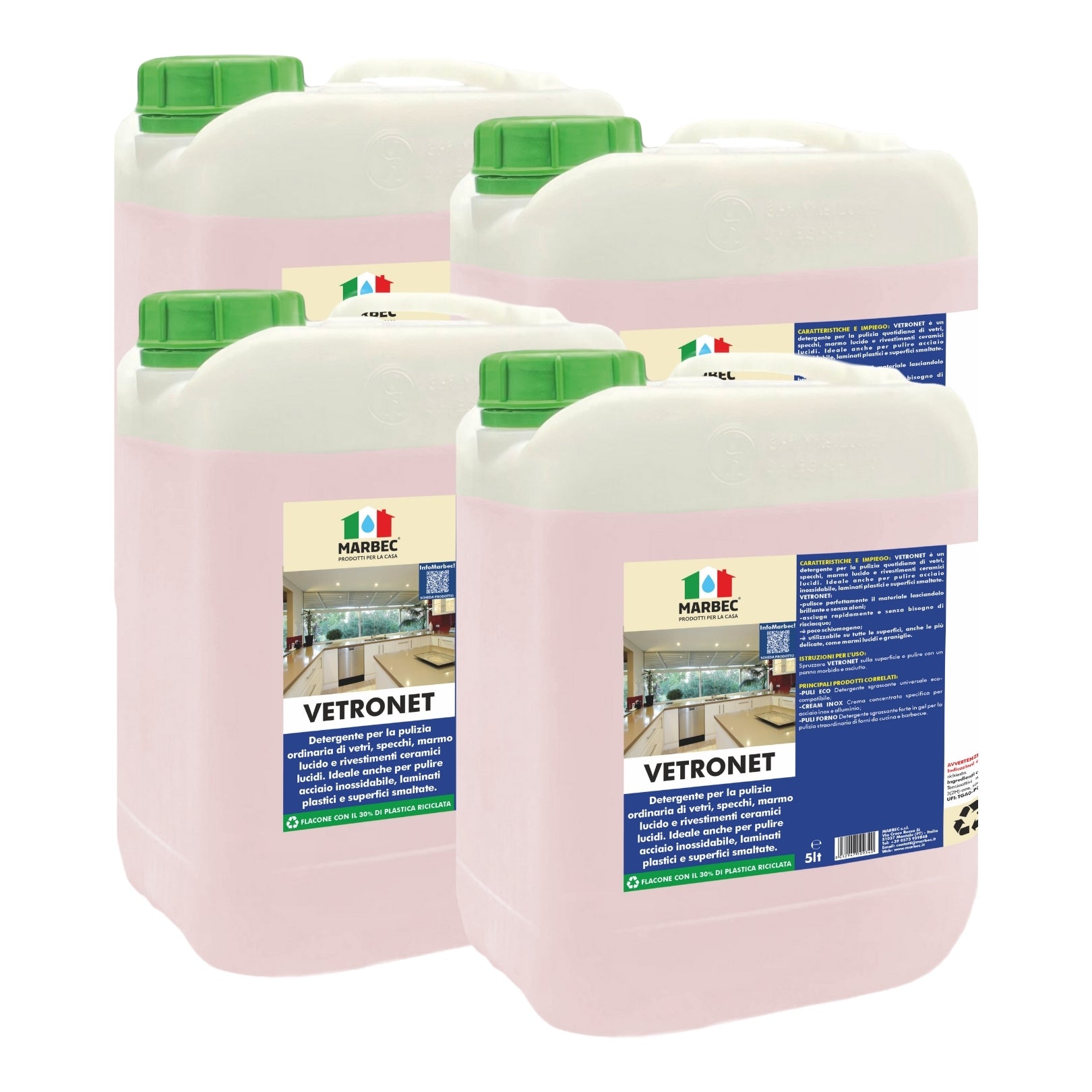 Come pulire i vetri e le superfici lucide VETRONET   5LTx4Pz