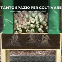 Letto per Orto Rialzato con Copertura in PE Verde e Struttura in Legno, 80x60x165cm