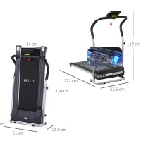 Tapis Roulant Elettrico Pieghevole, Tapis Roulant Elettrico Portatile 1.25HP con Schermo LCD, Velocità 1-10 km/h, Ruote, Allenamento per Casa, Ufficio, Palestra, Nero e Grigio