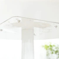 Tavolo Rotondo Moderno per 2 Persone in MDF e Acciaio , Ø70x75cm, Bianco