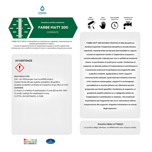 Farbe matt 200 pittura acrilica coprente traspirante bassa lavabilità interni *** formato 12.5 lt, confezione 1