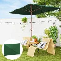 Telo di Ricambio per Ombrellone Rettangolare 3x2 m a 6 Stecche, Poliestere Anti UV 50+, Verde