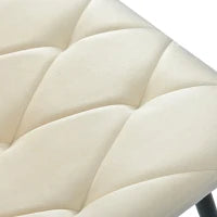 Set di 4 Sedie Moderne in Velluto Twill, Motivo a Spina di Pesce con Schienale, Struttura in Metallo, 45x40x86 cm, Beige