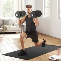 Set Pesi Manubri da 30 kg (8x2.5 kg, 4x1.5 kg) con 12 Dischi e 2 Manubri da 2 kg, 43x18x7.5 cm, Nero