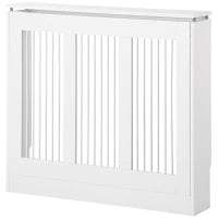 Copritermosifone a Doghe Moderno ed Elegante per la Casa, in MDF e Acciaio, 90x18x84cm, Bianco