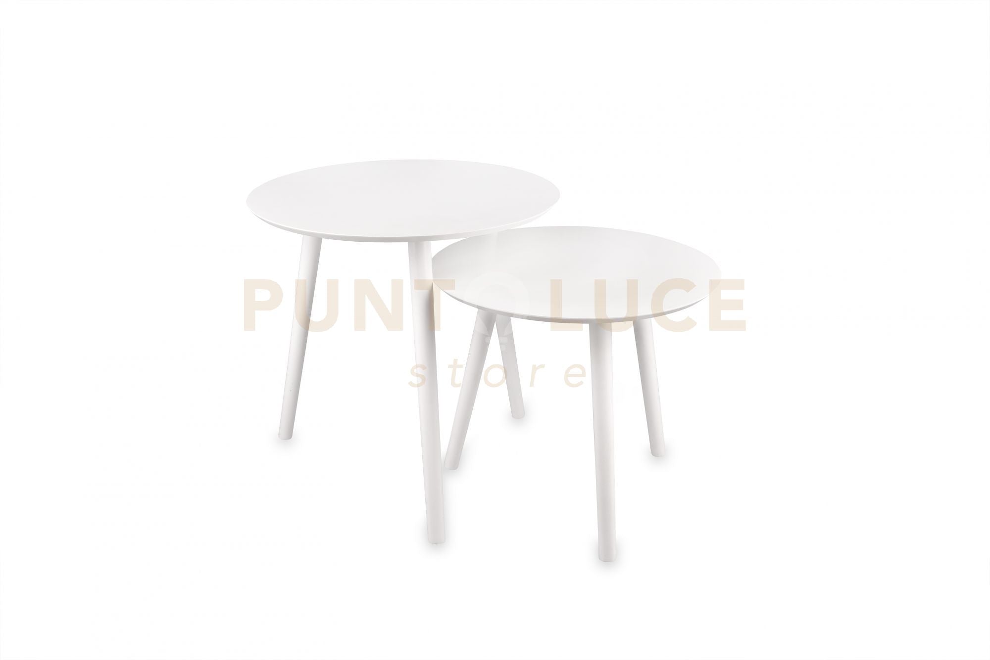 VILANA SET DI 2 TAVOLI ROTONDI STRUTTURA IN MDF 50CM BIANCHI D.50-45CM