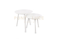 VILANA SET DI 2 TAVOLI ROTONDI STRUTTURA IN MDF 50CM BIANCHI D.50-45CM