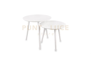 VILANA SET DI 2 TAVOLI ROTONDI STRUTTURA IN MDF 50CM BIANCHI D.50-45CM