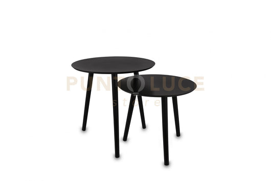 VILANA SET DI 2 TAVOLI ROTONDI STRUTTURA IN MDF 50CM NERI D.50-45CM