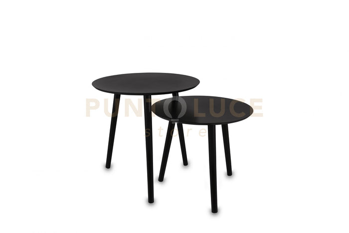 VILANA SET DI 2 TAVOLI ROTONDI STRUTTURA IN MDF 50CM NERI D.50-45CM