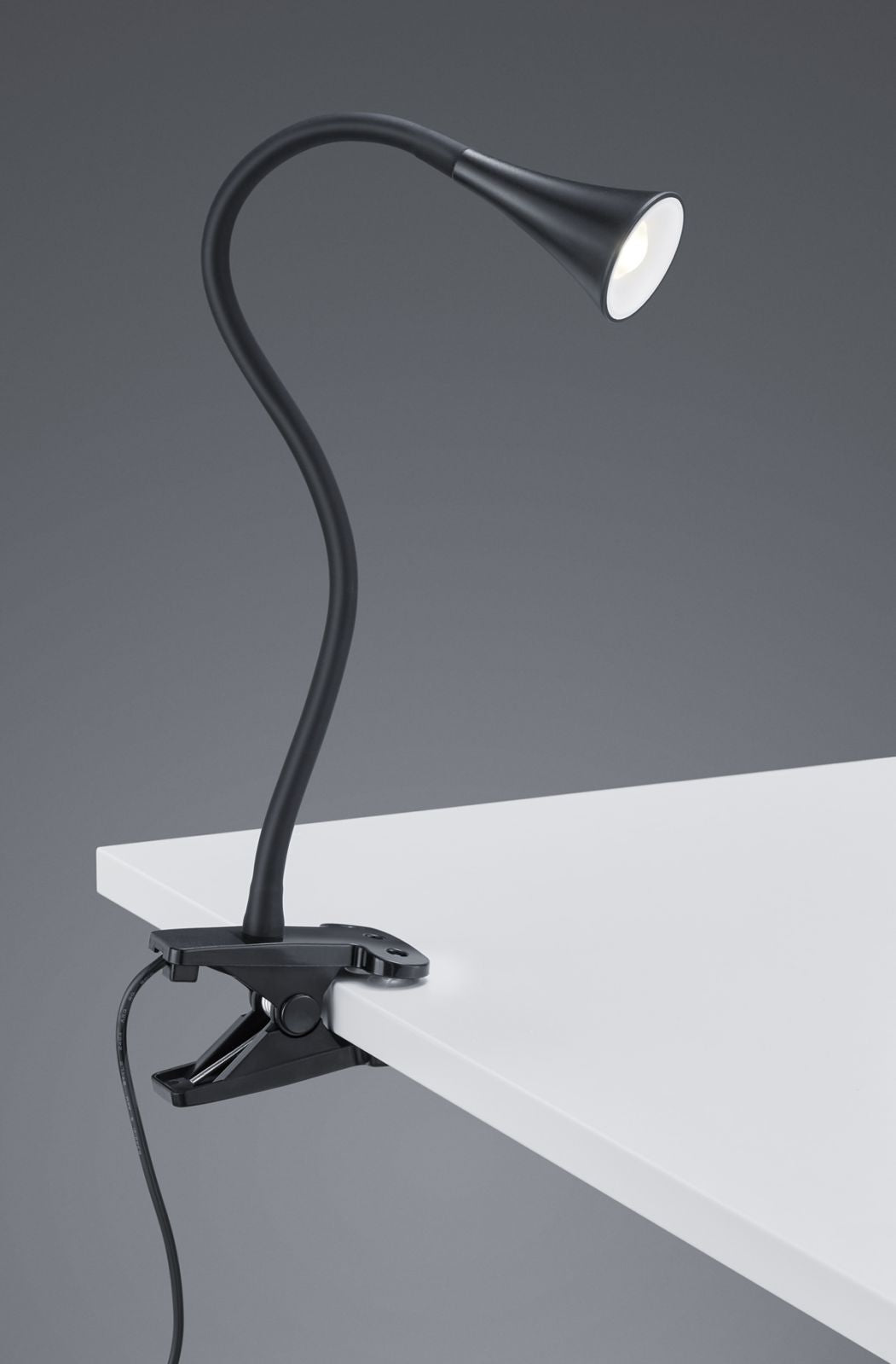 VIPER LAMPADA DA STUDIO LED 3W 400lm, 3000K FLESSIBILE CON PINZA NERA H. 35CM