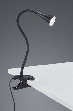 VIPER LAMPADA DA STUDIO LED 3W 400lm, 3000K FLESSIBILE CON PINZA NERA H. 35CM