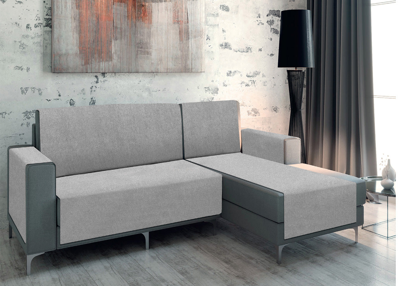 Copridivano Per Divani Con Penisola Modello Vischio Colore Grigio - 190 cm - Grigio