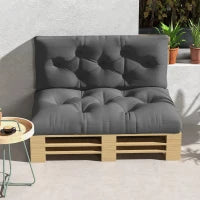 Set 2 Cuscini da Giardino per Divani e Pallet in Poliestere con Imbottitura Spessa, Grigio