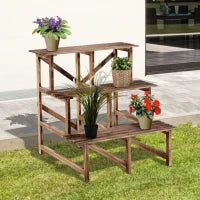 Fioriera Portavasi a 3 Gradini in Legno di Abete in Grado di Supportare Fino a 80kg di Carico per Giardini, Terrazzi, Balconi e Appartamenti 80x80x78cm