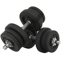 Set Manubri Palestra da 25 kg Totali con 12 Dischi Pesi e 2 Barre da 2 kg, Nero