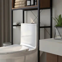 kleankin Scaffale Sopra il WC, Mobiletto per Bagno con 2 Ante e Vano, 68 x 25,5 x 172,5 cm, Marrone e Nero