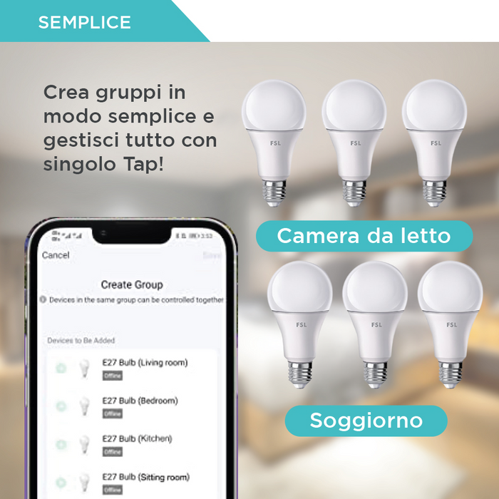Fsl lampadina goccia tecnologia smart beacon tech 10w smart light dimmerabile