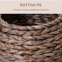 Pawhut Cuccia per Gatti Rialzata con Cuscino, Casetta Naturale con Foglie di Banana, Beige e Marrone, 40x37x51cm