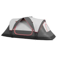 Tenda da Campeggio 6 Posti con 2 Stanze Separate, Poliestere e Fibra di Vetro, 450x215x180 cm, Grigio