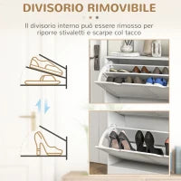 Mobile Scarpiera Salvaspazio in Legno per 16 Paia di Scarpe con 2 Ante a Ribalta, 81.5x25x83cm, Bianco