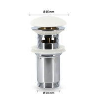 Piletta click clack 1.1/4 in ottone cromato ceramica bianca per lavabo bagno *** finitura- opaco, confezione 1