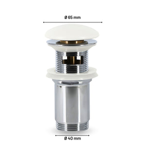 Piletta click clack 1.1/4 in ottone cromato ceramica bianca per lavabo bagno *** finitura- opaco, confezione 1