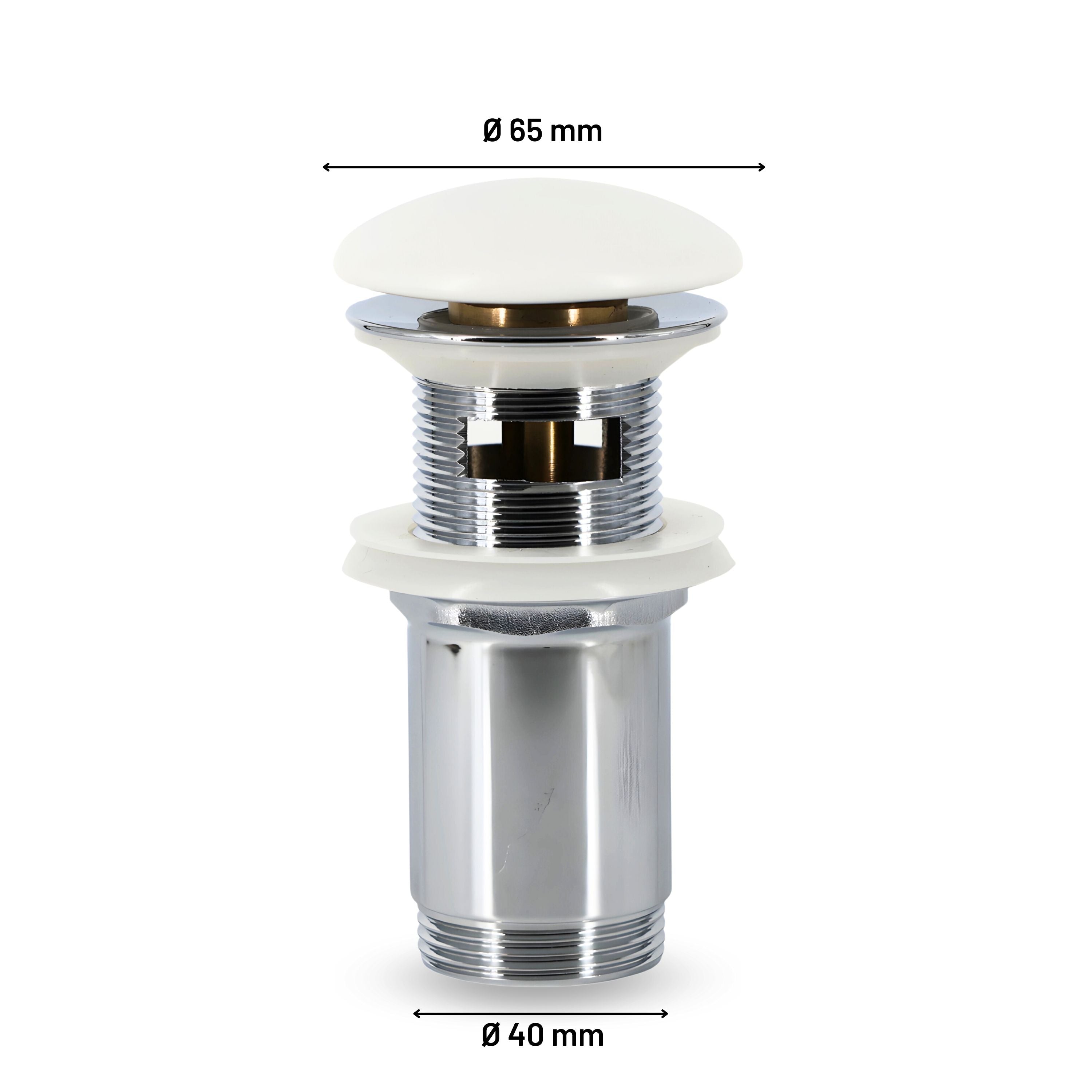 Piletta click clack 1.1/4 in ottone cromato ceramica bianca per lavabo bagno *** finitura- opaco, confezione 1