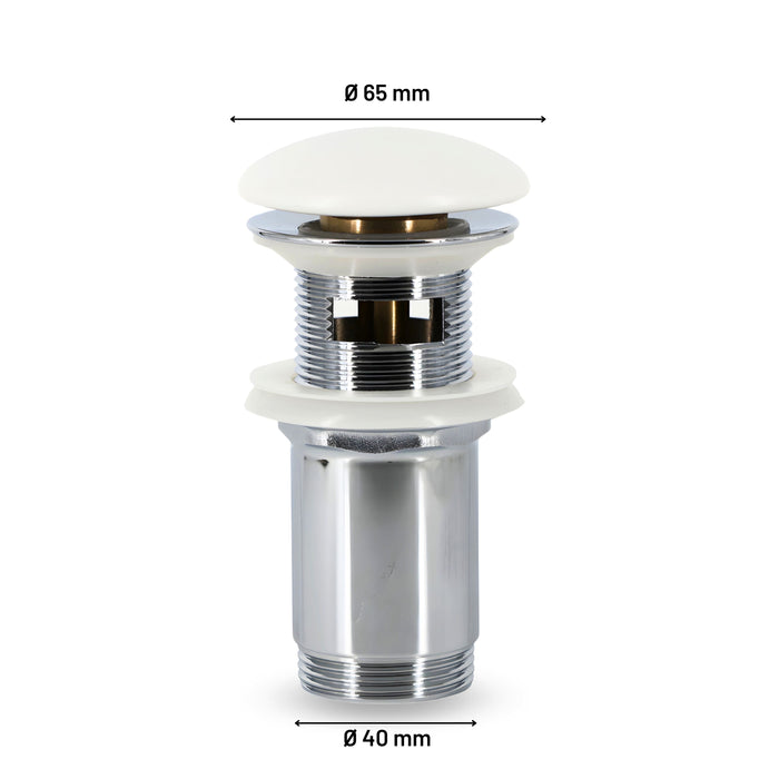 Piletta click clack 1.1/4 in ottone cromato ceramica bianca per lavabo bagno *** finitura- opaco, confezione 1