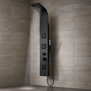 Colonna doccia night nero opaco 3 getti idro lombari e cascata h140xl20 *** confezione 1