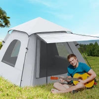 Tenda da campeggio da 2-3 persone con Veranda, 210x210x150cm, grigia e bianca