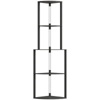Lampada da terra con ripiani ad angolo 4 livelli, LED dimmerabile, 55,5 x 39,5 x 163 cm, Nero