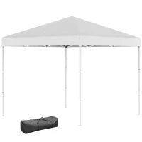 Gazebo Pieghevole 2.5 x 2.5 m Impermeabile con Corde e Picchetti, in Acciaio e Tessuto Oxford, Bianco