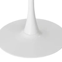 Moderno tavolo da pranzo rotondo, quattro piani in patchwork, base in metallo, 120×120×75 cm, Bianco