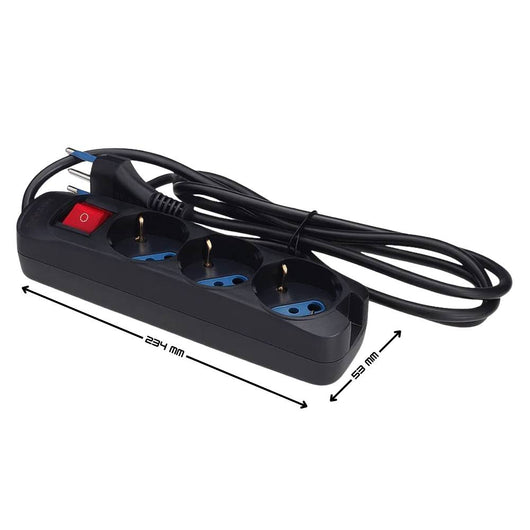 Multipresa ecova 30096 3 posti universali schuko con interruttore luminoso