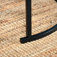 Set di 2 Tavolini da Salotto Rotondi Impilabili in Acciaio ed Effetto Marmo, Nero