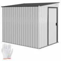 Capanno Attrezzi in Metallo 1.5x2m con Base, Porta Scorrevole e Tetto Inclinato, Bianco